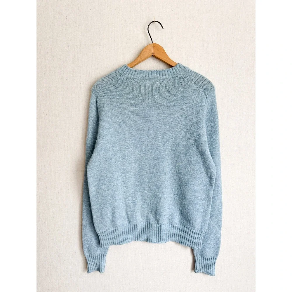 Royal Viking Wool Sweater Vintage Knit Raglan Crewneck M Blue Heathered
